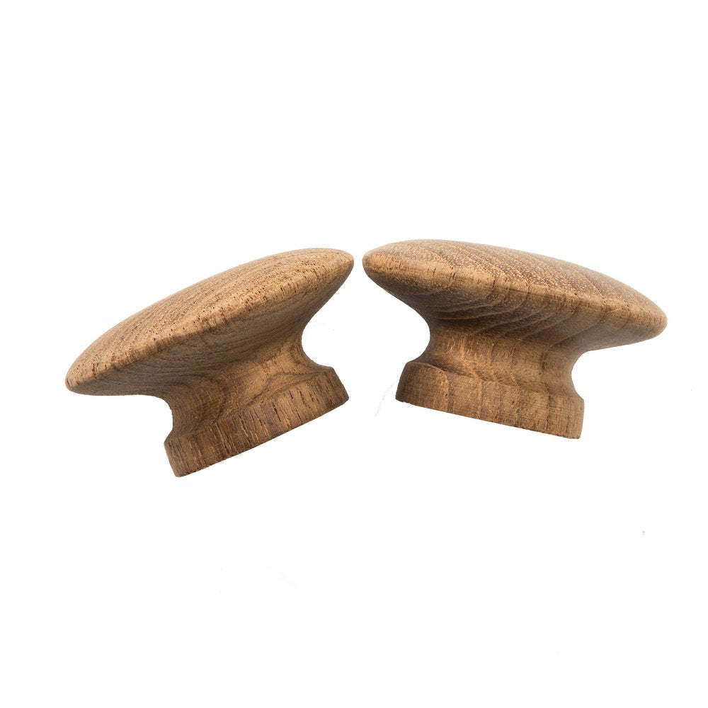 Set of Two Brown Wood Classic Round Drawer Pull Knobs
