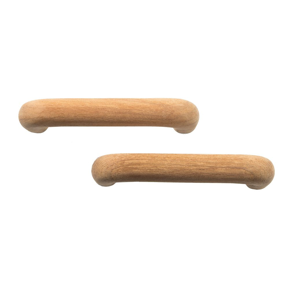 Set of Two Brown Wood C Shape Drawer Pull Knobs
