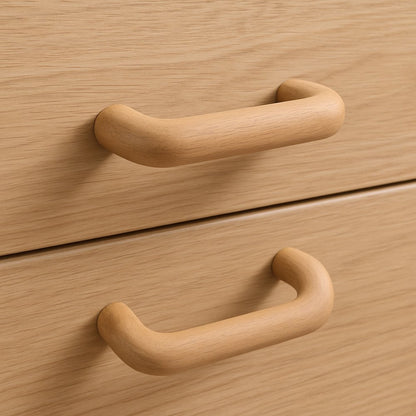 Set of Two Brown Wood C Shape Drawer Pull Knobs