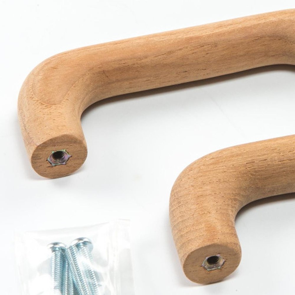 Set of Two Brown Wood C Shape Drawer Pull Knobs