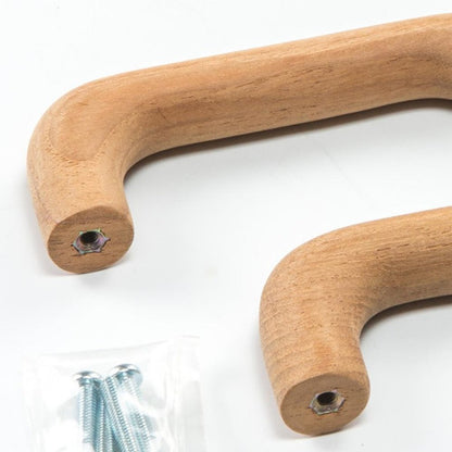 Set of Two Brown Wood C Shape Drawer Pull Knobs