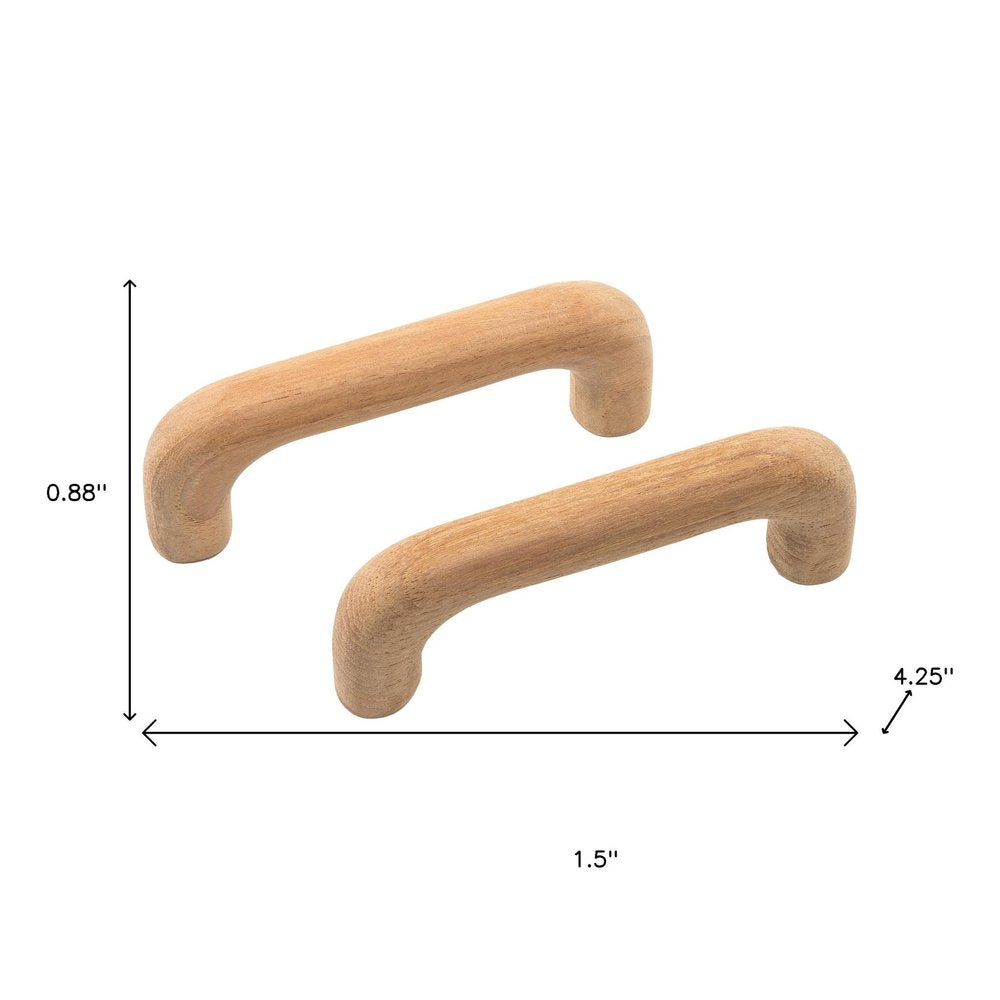 Set of Two Brown Wood C Shape Drawer Pull Knobs