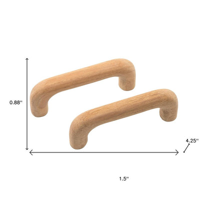 Set of Two Brown Wood C Shape Drawer Pull Knobs