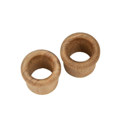 Set of Two Brown Wood Round Open Circle Drawer Pull Knobs