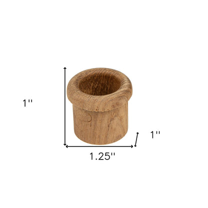 Set of Two Brown Wood Round Open Circle Drawer Pull Knobs