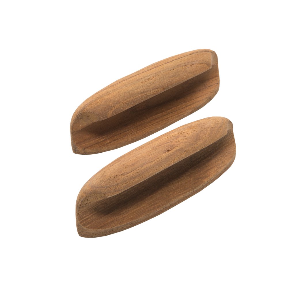 Set of Two Brown Wood Oval Drawer Pull Knobs