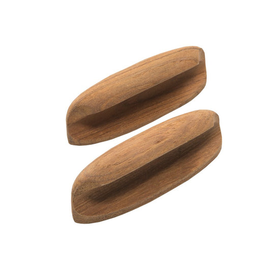 Set of Two Brown Wood Oval Drawer Pull Knobs