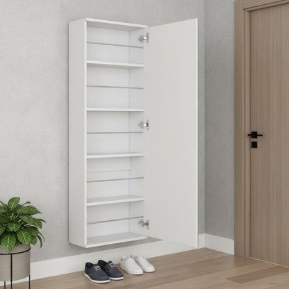 Modern White Ten Pair Wall Mounted Wood Shoe Rack