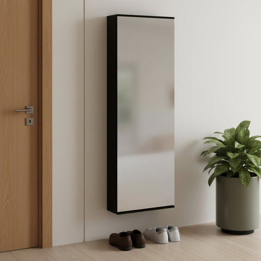 Dark Brown Ten Pair Wall Mounted WoodShoe Rack