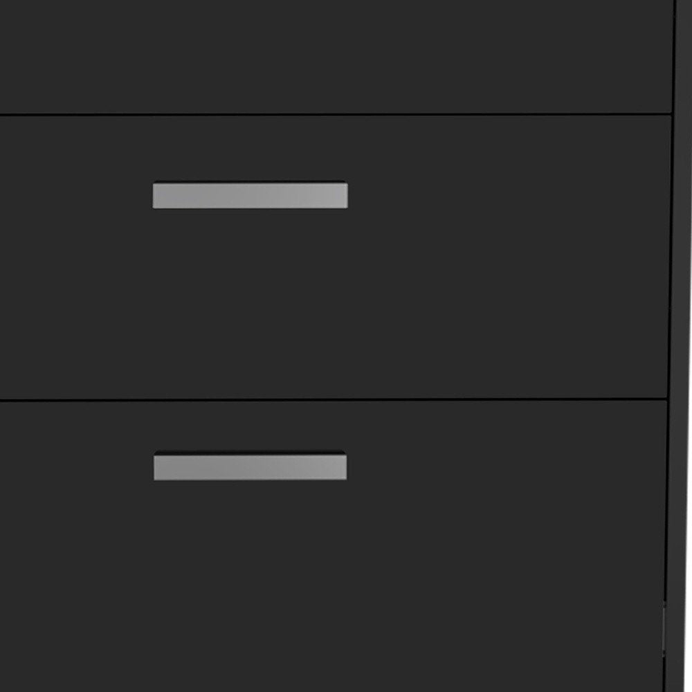 35" Black Wood Three Drawers Filing Cabinet