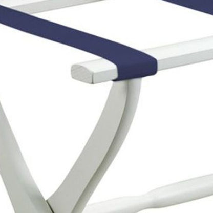 White Folding Luggage Rack With Black Straps