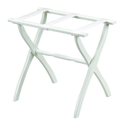 White Folding Luggage Rack With White Straps
