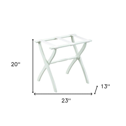 White Folding Luggage Rack With White Straps