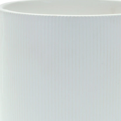 White Ceramic 7 Ounce Striped Footed Pot Planter
