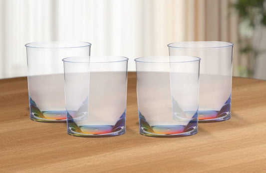 Set of Four Rainbow Geometric Acrylic Stemless Whiskey Glass