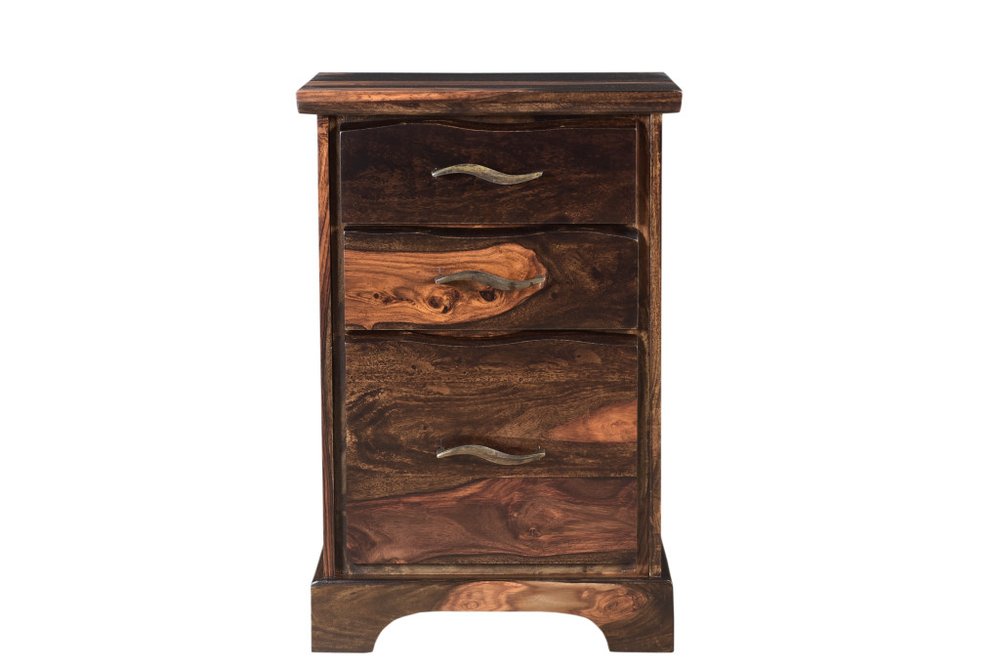 30" Dark Brown Solid Wood Three Drawers Filing Cabinet