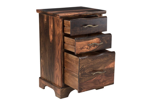 30" Dark Brown Solid Wood Three Drawers Filing Cabinet