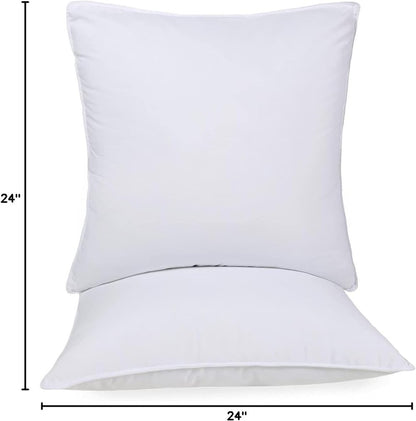 Set of Two Microfiber Down Alternative Medium Hypoallergenic European Size Bed Pillows