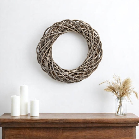 22" Natural Gray Willow Dried Wreath