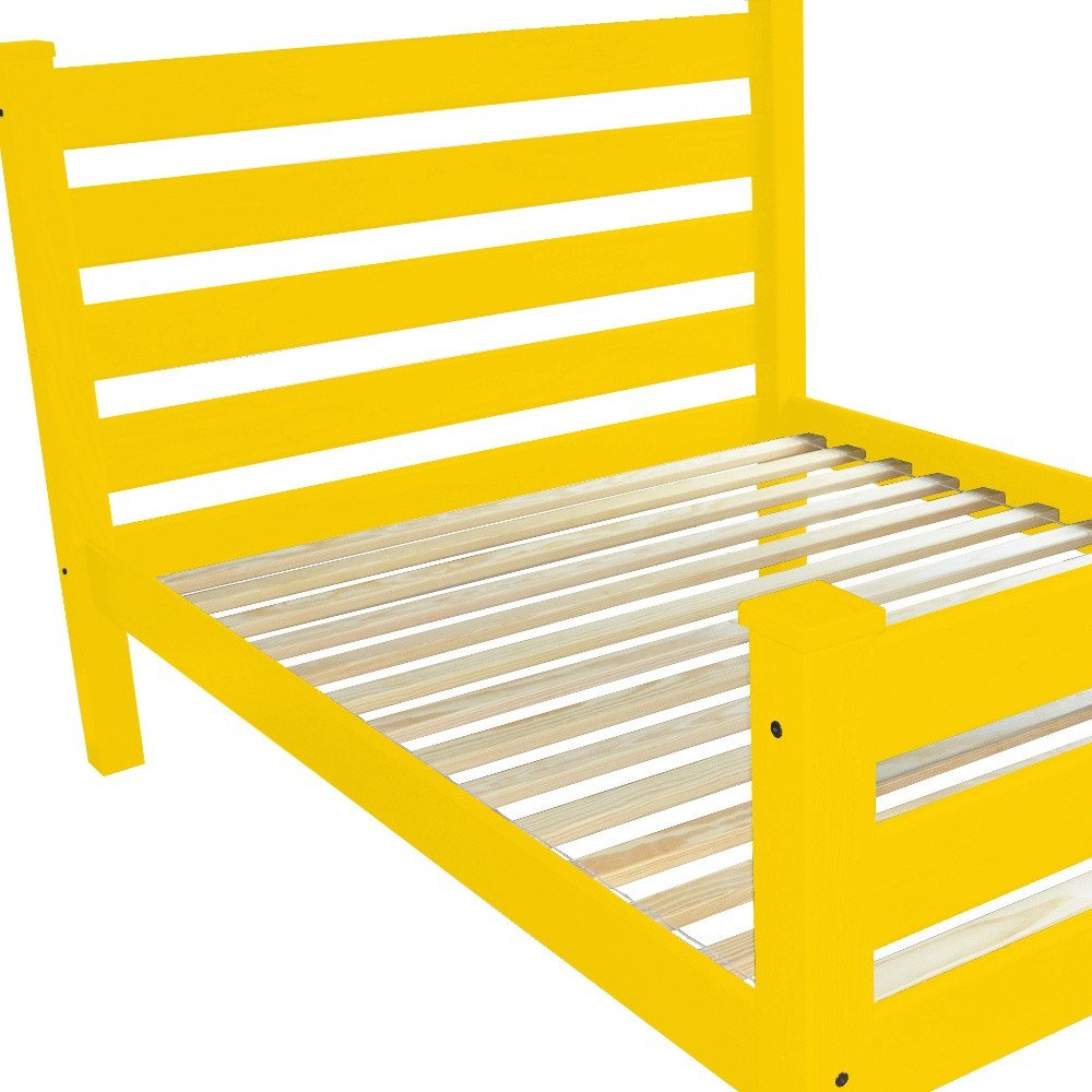 Yellow Solid Wood Queen Bed Frame