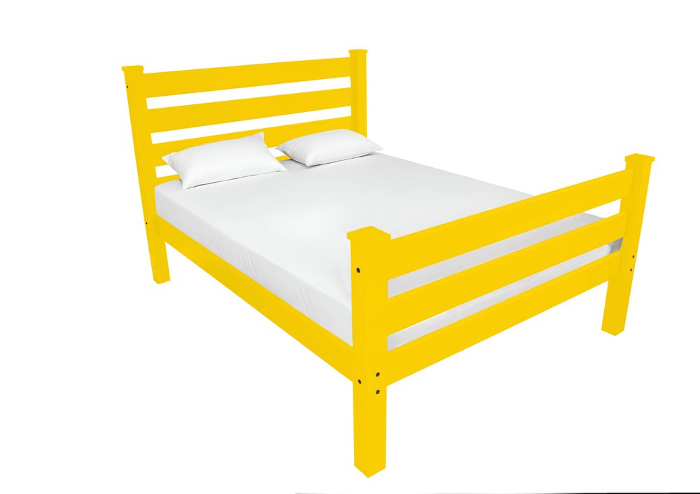 Yellow Solid Wood Queen Bed Frame