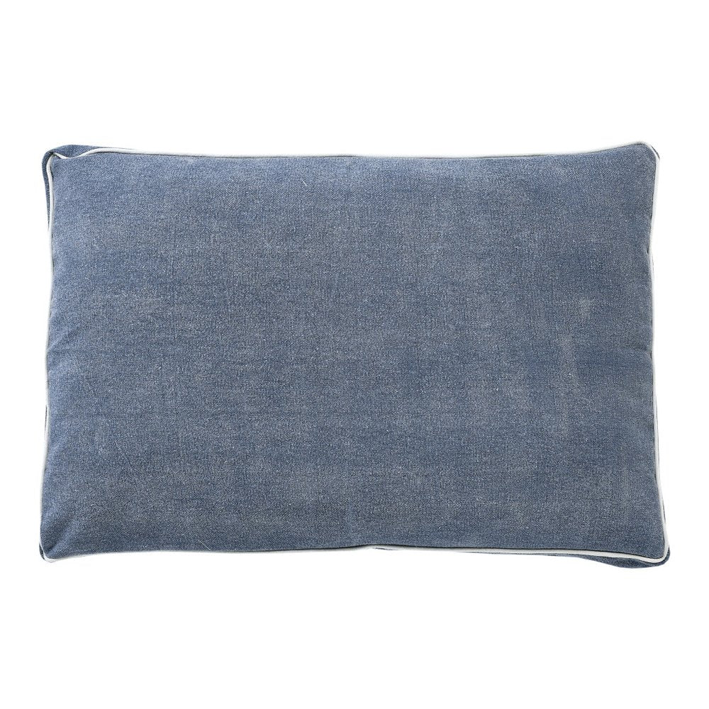 24" X 36" Stonewashed Blue Pillow Style Pet Bed With Removable Cover