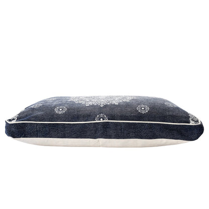 24" X 36" Stonewashed Blue Medallion Pillow Style Pet Bed With Removable Cover