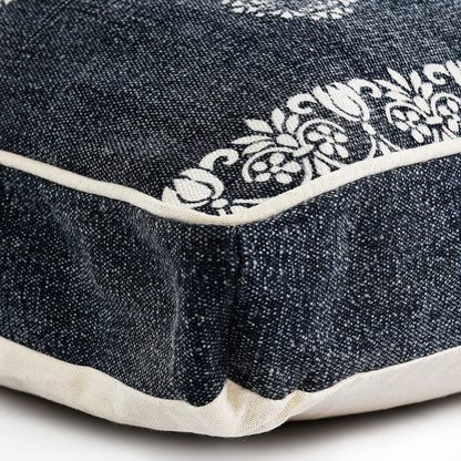 24" X 36" Stonewashed Blue Medallion Pillow Style Pet Bed With Removable Cover