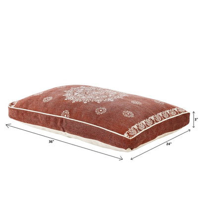 24" X 36" Stonewashed Blue Medallion Pillow Style Pet Bed With Removable Cover