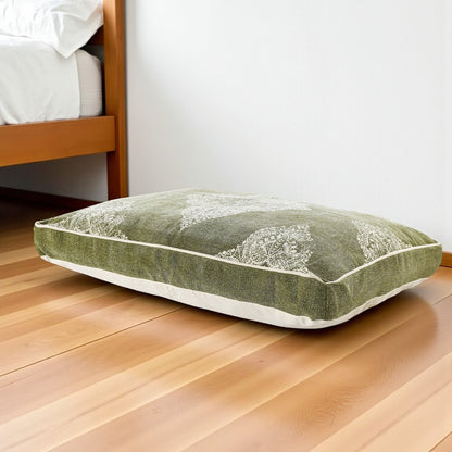 24" X 36" Stonewashed Sage Medallion Pillow Style Pet Bed With Removable Cover