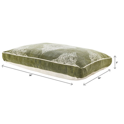 24" X 36" Stonewashed Sage Medallion Pillow Style Pet Bed With Removable Cover