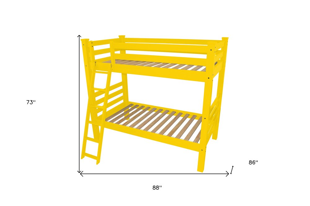 Yellow Queen Traditional Solid Wood Bunk Bed