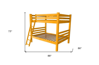 Yellow Queen Over Queen Solid Wood Bunk Bed