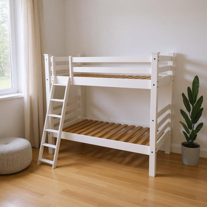 White Queen Traditional Solid Wood Bunk Bed