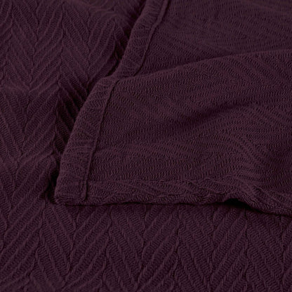 Twin Plum Cotton Woven Chevron Blanket