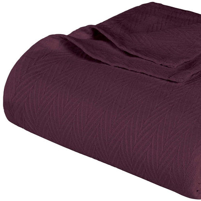Twin Plum Cotton Woven Chevron Blanket