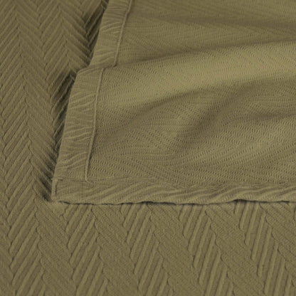 Twin Sage Cotton Woven Chevron Blanket