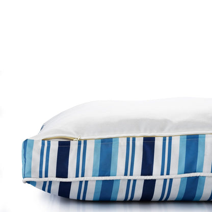 24" X 36" Blue And White Striped Pillow Style Pet Bed With Removable Cover
