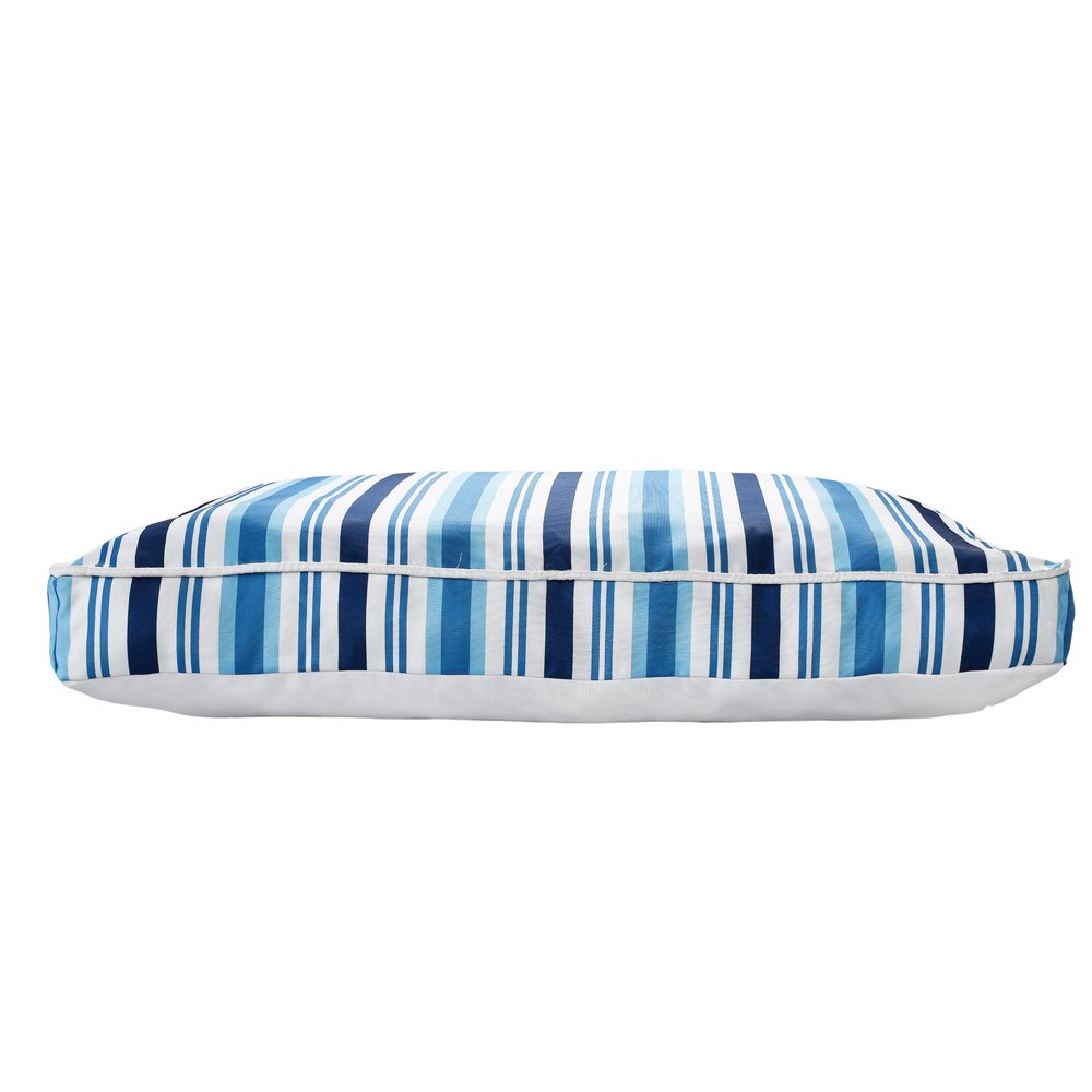 24" X 36" Blue And White Striped Pillow Style Pet Bed With Removable Cover