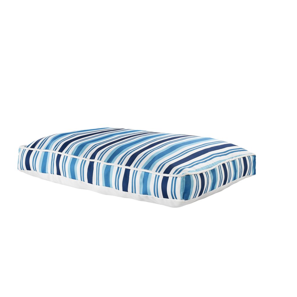 24" X 36" Blue And White Striped Pillow Style Pet Bed With Removable Cover