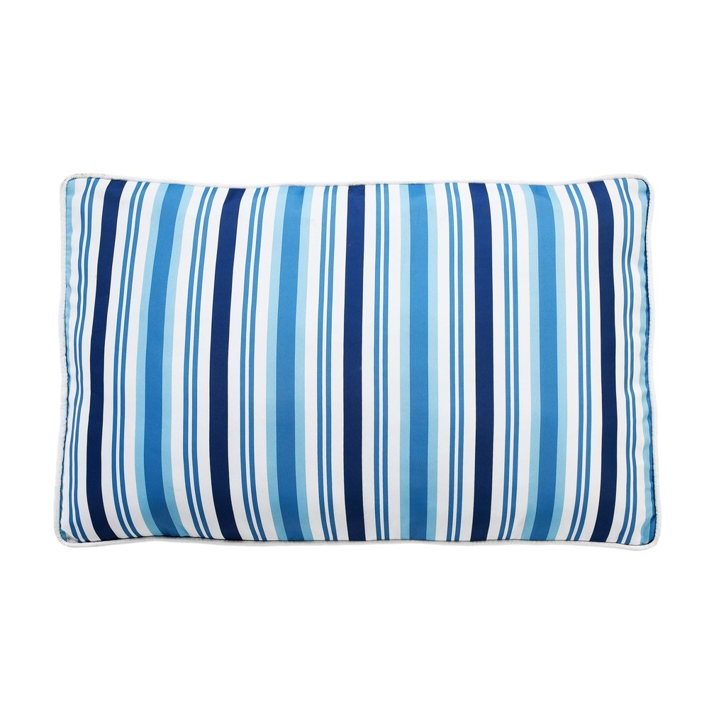 24" X 36" Blue And White Striped Pillow Style Pet Bed With Removable Cover