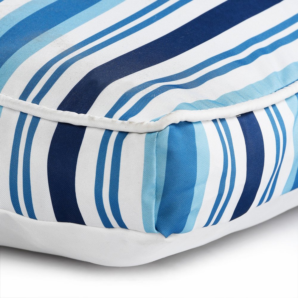 24" X 36" Blue And White Striped Pillow Style Pet Bed With Removable Cover