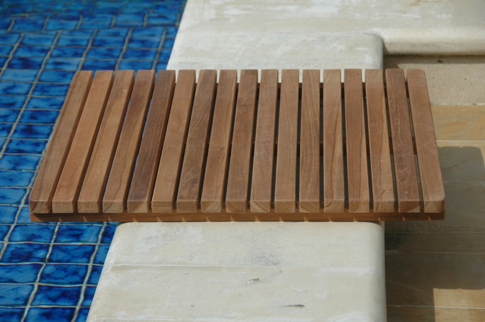 Natural Teak 24" Square Shower Mat