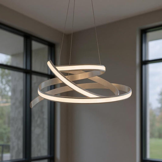 Silver Metal LED Dimmable Smart Enabled Chandelier