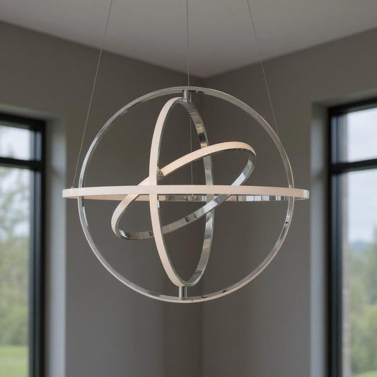 Silver Four Light Metal LED Dimmable Smart Enabled Chandelier