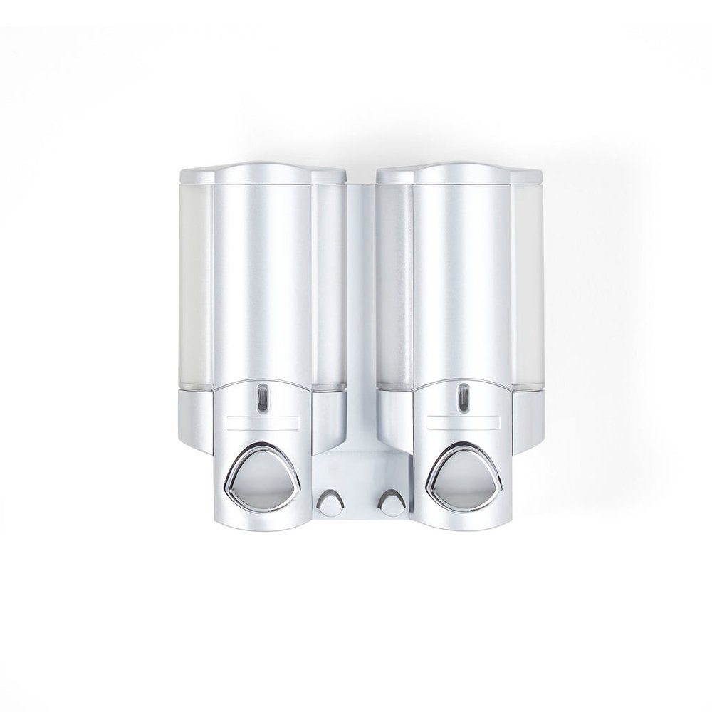 Gray Heavy Duty Plastic Two Chamber Wall Mount Soap Dispenser