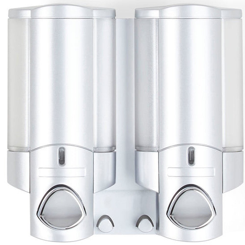 Gray Heavy Duty Plastic Two Chamber Wall Mount Soap Dispenser