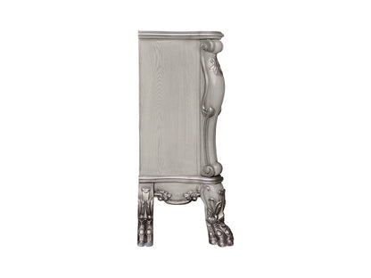 47" Bone Wood Ornate Carved Scrollwork Electric Free Standing Fireplace With Mantle