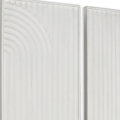 Set of Two White Metal Abstract Hanging Dimensional Sculptures