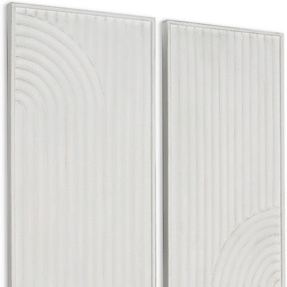 Set of Two White Metal Abstract Hanging Dimensional Sculptures